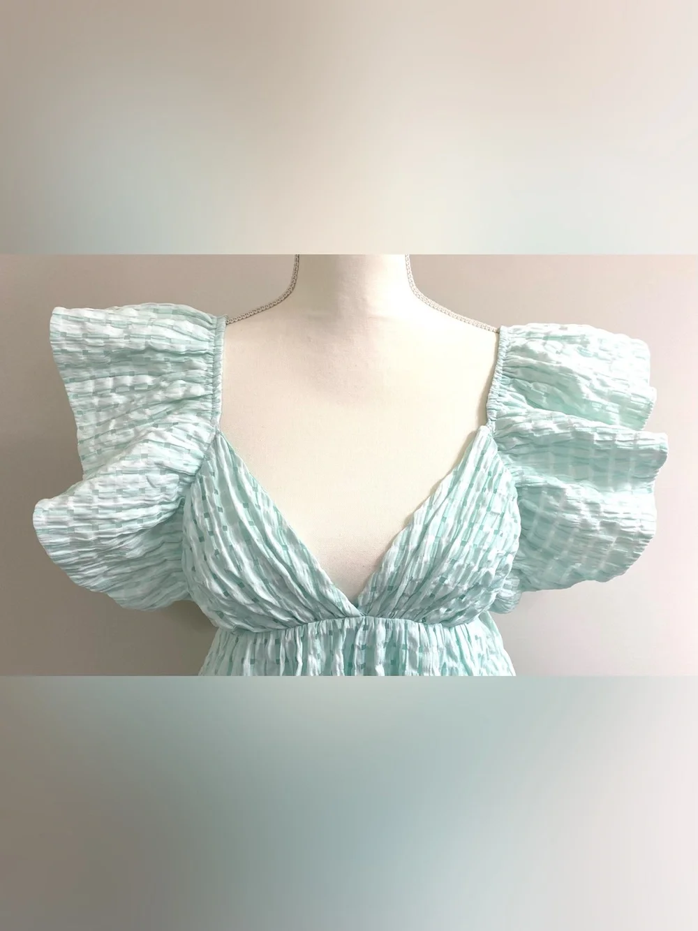 Day+Moon Womens M Mint Green Ruffle Dress Boho Summer Coastal Preppy Cottagecore